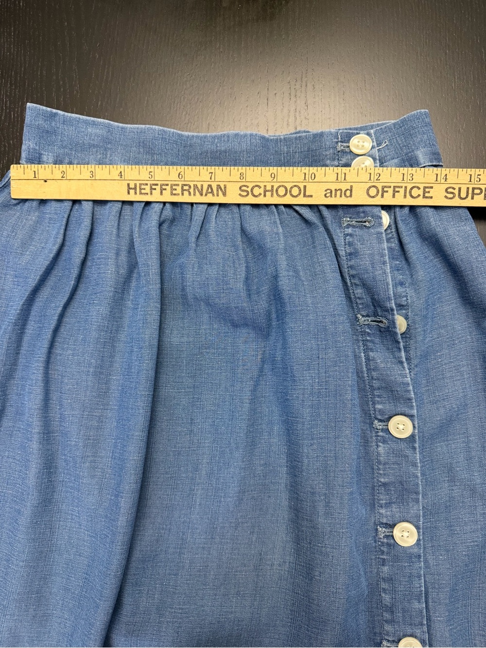 LOFT Blue Button-Front Denim Midi Skirt - Picture 5 of 6